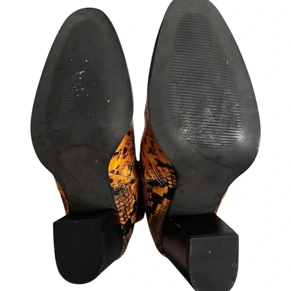Bikercore Orange & Black Faux Snakeskin Ankle Boots by Steve Madden | Size 8.5 - Picture 6 of 11